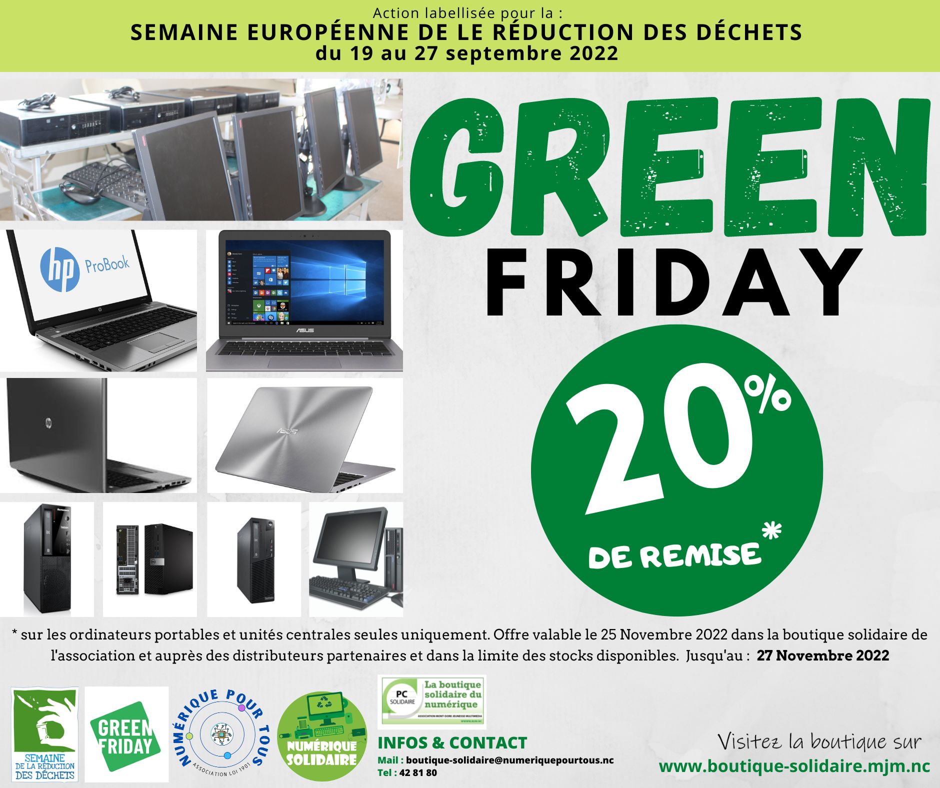 SERD 2022 – Green Friday 25 Novembre 2022 dans la boutique “PC Solidaire”