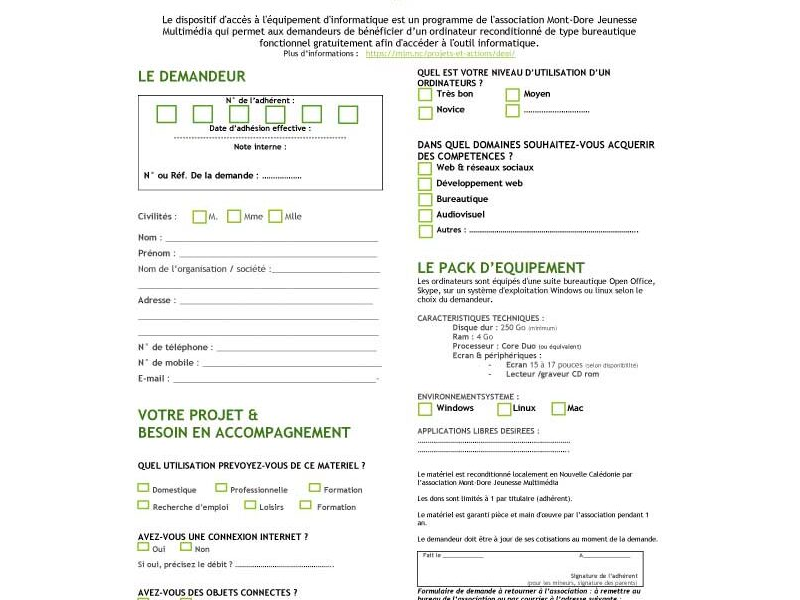 Dispositif d'Accès à Équipement Informatique (DAEI) - Formulaire